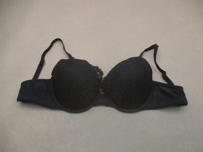 36D AUDEN Womens Black Lace Trim Lined Underwire Back Closure Demi Bra 9C