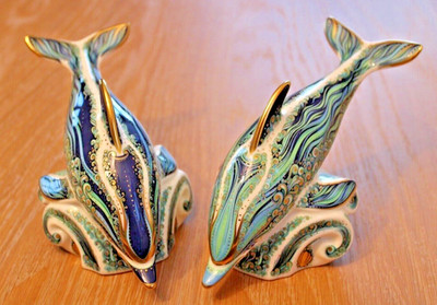 Royal Crown Derby ROYAL DOLPHINS Ltd Ed NUR 195 Prs SCHNÄPPCHEN 60 % RABATT NUR 139 £