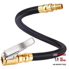 12'' Tire Inflator Extension Hose, Tyre Pump Clip-On Air Chuck Adapter for