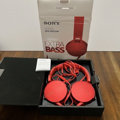 Sony MDR-XB550AP On-Ear Stereo Headphones Red Extra Bass Bass Booster Swivels
