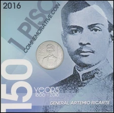 Philippines 1 Piso, 2016, KM #292, Mint, Commemorative, w/ Folder-Card