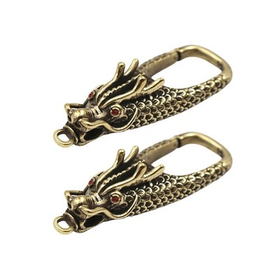 2PCS Multipurpose Brass Dragon Keyring Fashion Bag Pendant Jewelry Component