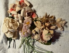 4 Vintage Fabric Millinery Flowers Roses Plus for Hats Crafts Bouquets Dress
