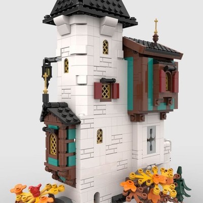 MOC-189672 Medieval White Tower Defense Structure for Castle Series 1213 Pcs