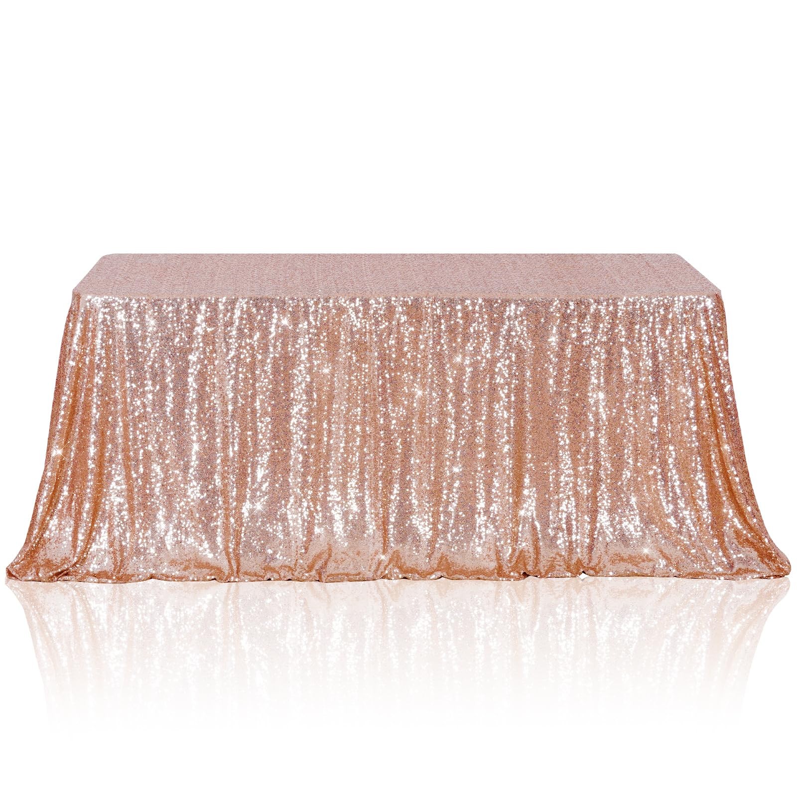 Rose Gold Sequin Tablecloth 90&times;132 Inch Rectangle Sparkly Fabric Table Cover ...