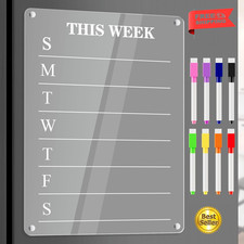 Acrylic Magnetic Weekly Meal Planner for Fridge Clear Dry Erase Board UK