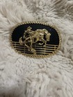 Vintage Bronco Rider Horse Rodeo Gold & Black Belt Buckle Western Americana — photo 4