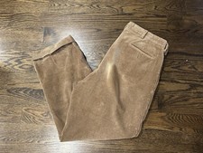 Polo Ralph Lauren Andrew Pant Mens 36x34 Corduroy Pleated Tan Vintage