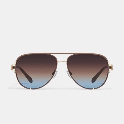 Quay Australia Gold and Brown Aviator Sunglasses HIGH KEY TWIST Metal Aviator Sunglasses – QUAY main image 3