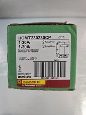 (5) Square D Homeline 2-30 Amp 2-Pole Quad Tandem Circuit Breaker