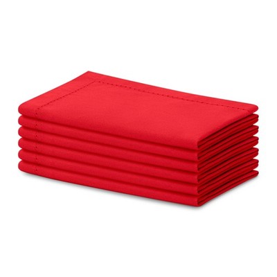 Blue Needles Set of 6 Hemstitch Linen Napkins 100% 18'' x (Set 6), Red