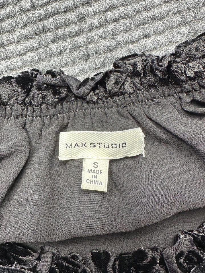 Max Studio Tank Top Womens Small Velvet Burnout Halter Boho Sheer Lined Blouse - Image 4 of 4