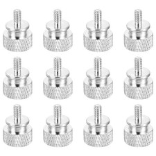 12 Pcs Computer Case Thumb Screw UNC6-32x6.5mm Knurled Screws, Bright Silver