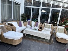 Holloway Rattan 5 Peace  Conservatory Furniture +Cushion,Solid Oak Coffee Table