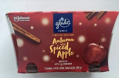 New Glade Candle Autumn Spiced Apple Scent 1-Wick, 3.4 oz  2 Pck Limited Edition