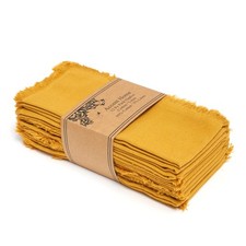 ACCENTHOME Mustard Cotton Linen Napkin Set of 12, 18x18 inch Washable Dinner Nap