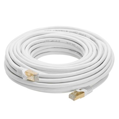 30FT S/FTP Cat7 Copper Network Ethernet Patch Cable Internet Wire White