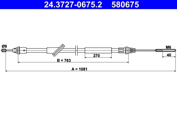 Fits ATE 24.3727-0675.2 BRAKE CABLE