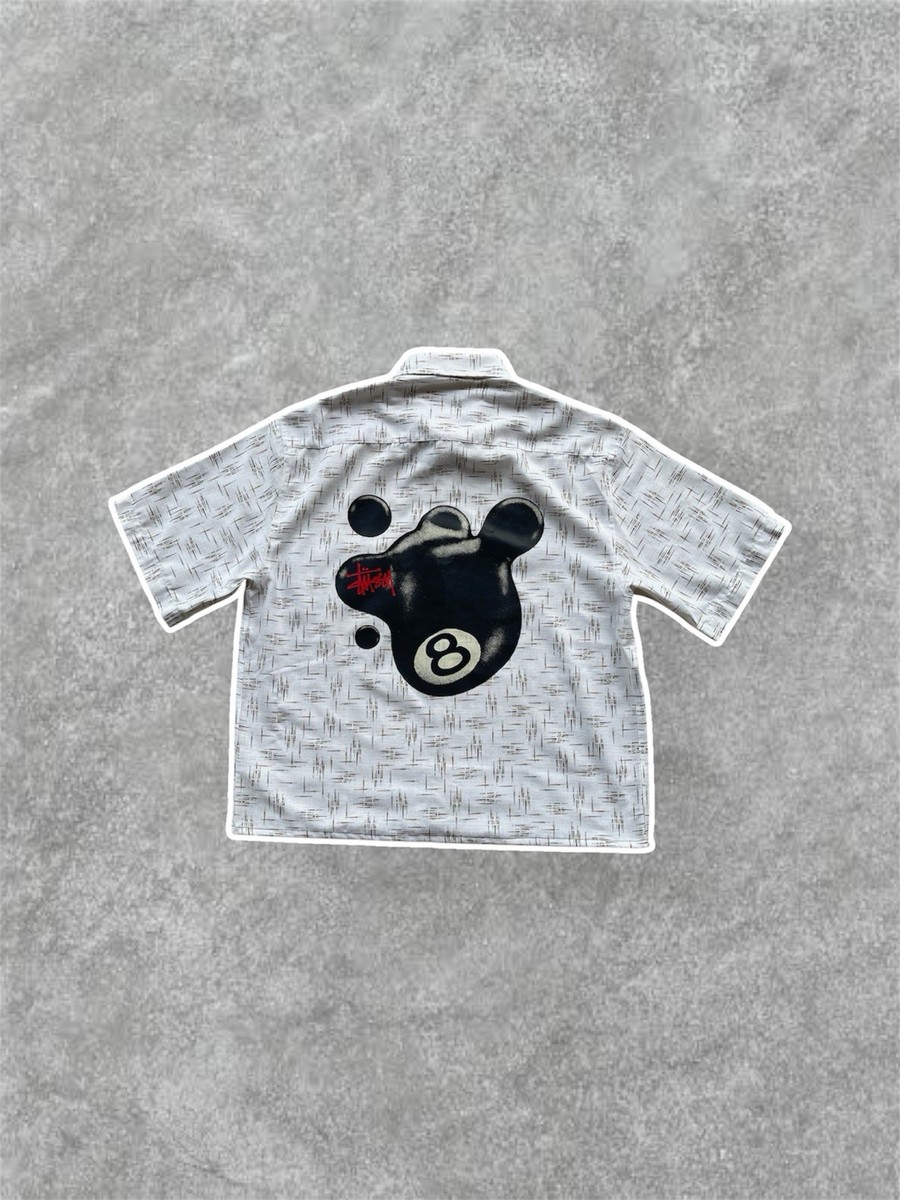 Vintage Custom Stussy 8 Ball Shirt XL Cropped Boxy Button Up