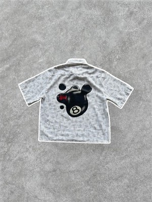 Vintage Custom Stussy 8 Ball Shirt XL Cropped Boxy Button Up