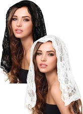 2 Pcs Catholic Mantilla Veil for Church The First Communion Lace Veils Long Wedd
