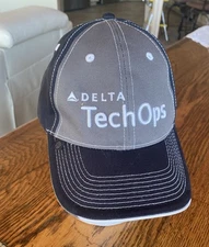 Delta Air Lines Collectible Adjustable Black Baseball Golf Outdoor Sport Hat NOS