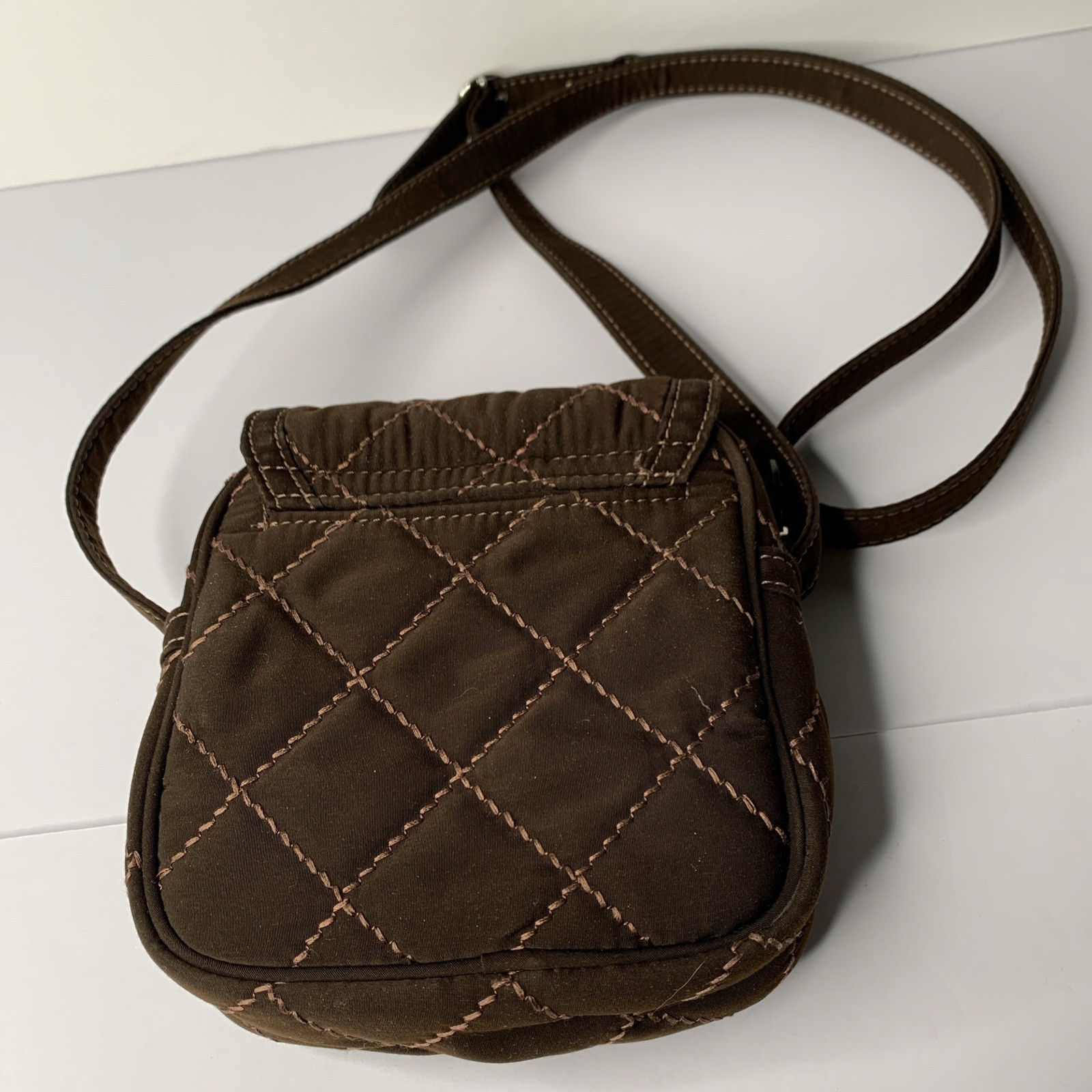 Vera Bradley Small Solid Brown Quilted Cotton Cro… - image 2