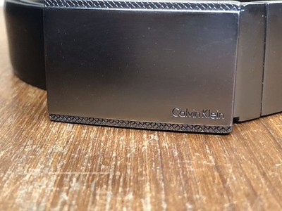 Calvin Klein Black Men's Belt Adjustable Logo Buckle Stainless Steel