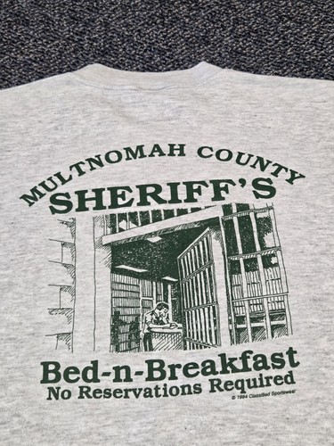 Vintage Multnomah County Jail Sweatshirt 90's Medium/Small
