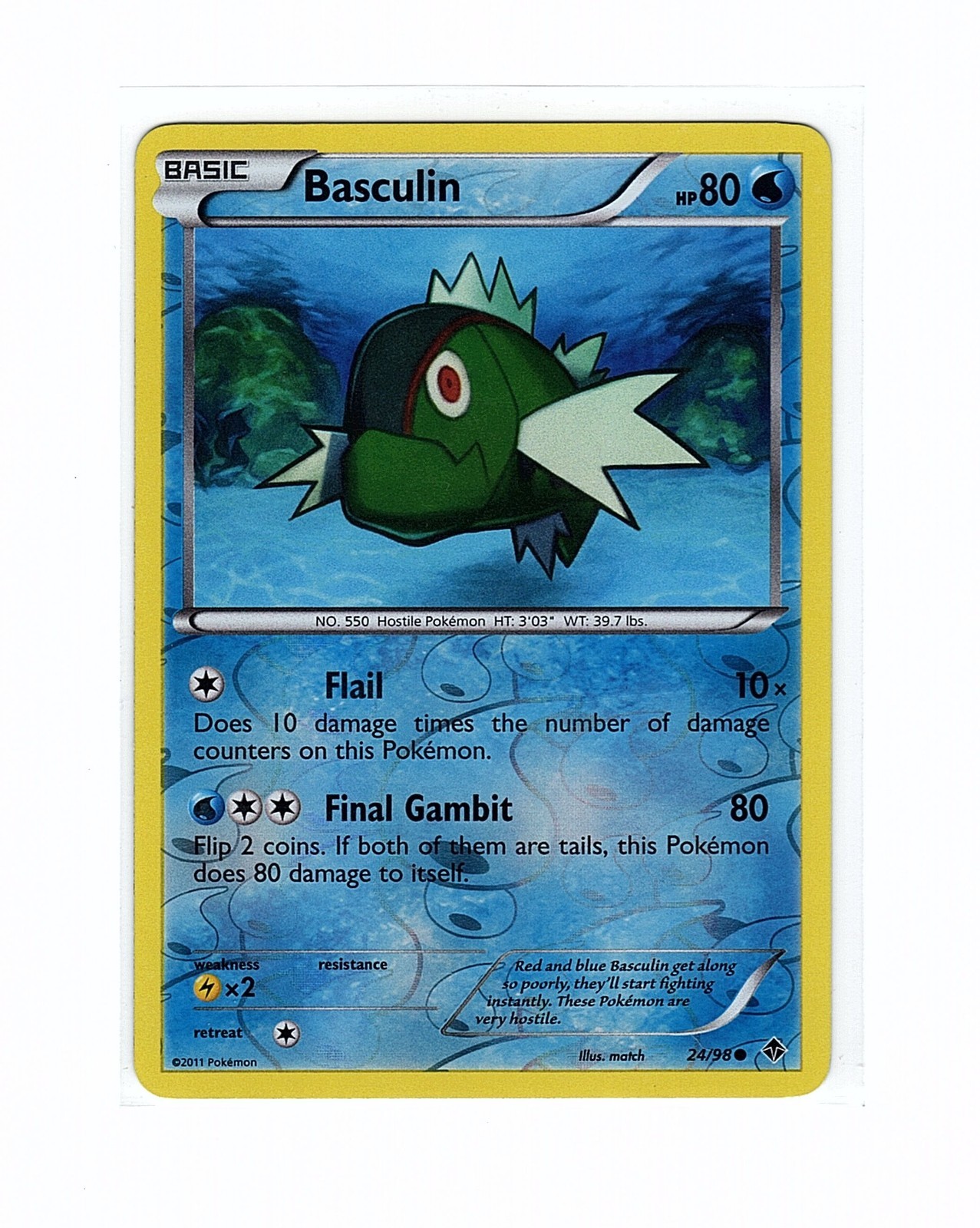 Basculin 24/98 Emerging Powers Reverse Holo - Pokemon Card LP