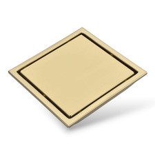 6 Inch Square Invisible Shower Drain Grate Reversible for Tile Insert Gold NEW