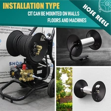 High Pressure Washer Hose Reel 100ft, Heavy Duty Steel Hose Reel, Manual Crank