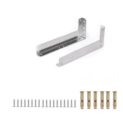 1 Pair Stainless Steel Floating Shelf Brackets, L-Shaped with Both Side Holes