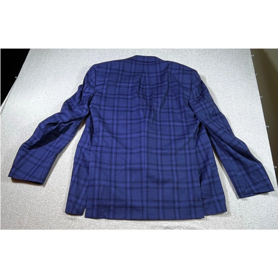 Abrigo Blazer Deportivo Holland & Sherry Hombres 52 Azul 2 Botones Lana a Cuadros Ajuste A Medida Foto 2 de 4