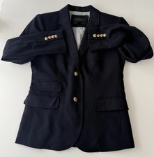 J. Crew Blazer Women  s Size 2 Schoolboy Jacket Navy Blue Button Sport Coat Wool