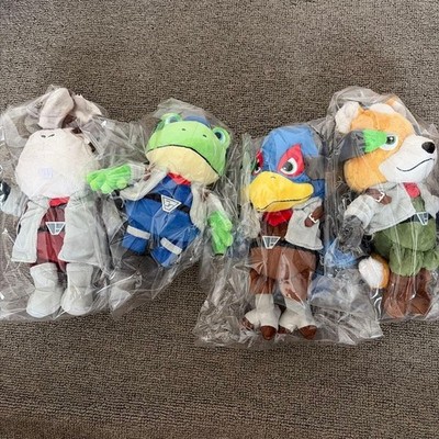 Set of 4 Star fox ALL STAR COLLECTION Plush Fox Falco Peppy Slippy S in hand