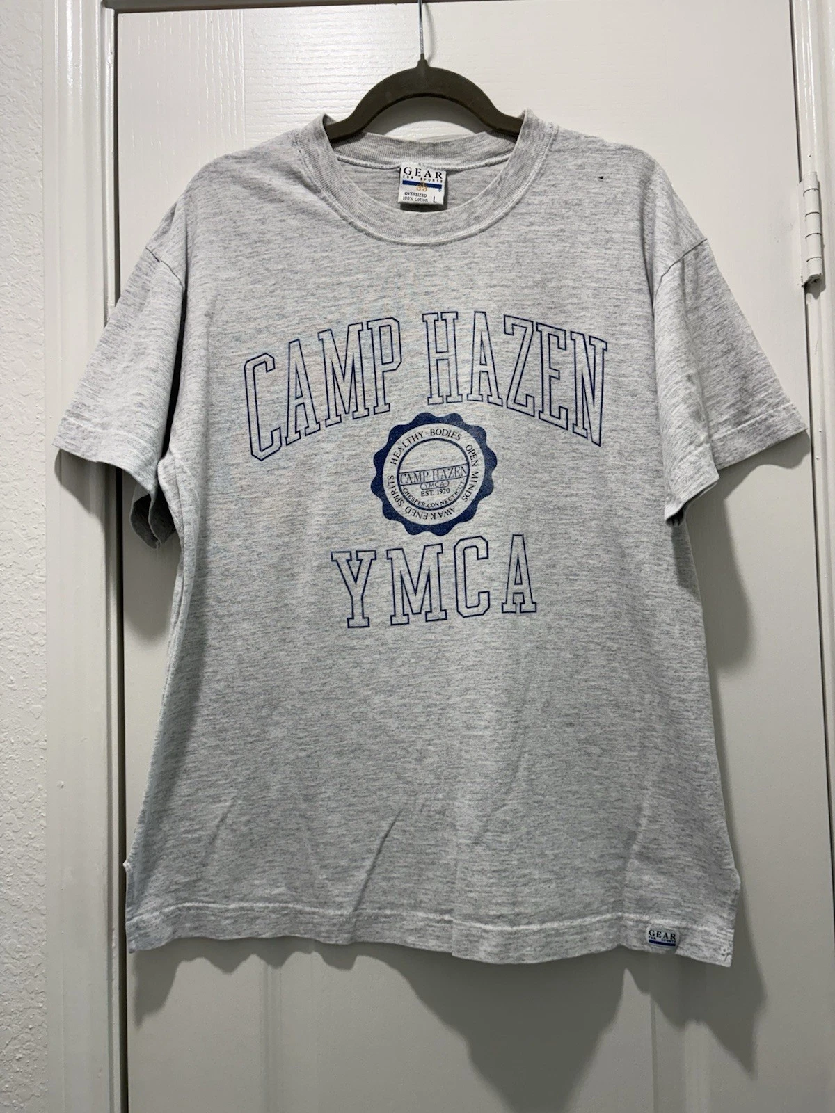 Vintage 90’s YMCA Camp Hazen Jock Frat T Shirt Sz L Cotton Big Print