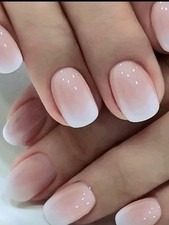 20 Semi Cured Gel Nail Stickers Wraps UV Lamp Required French NG135