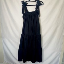 AURA the Label Tiered Black Maxi Dress Bohemian Prarie Babydoll Women’s Sz S