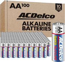 ACDelco AA Batteries 100 Pack Super Alkaline 1.5V Long Lasting 10 Year Shelf 0.45 per gallon