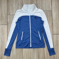 PINK Victoria's Secret Ultimate Jacket Women XS Blue White Full Zip Thumbholes