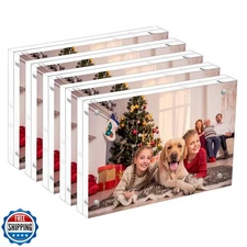 NIUBEE 5x7 Acrylic Picture Frame 5 Pack, 20% Thicker Block Clear Double Sided