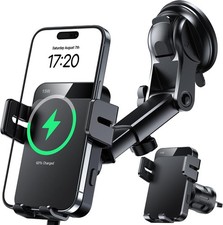 Wireless Car Charger 15W Auto Clamping Phone Holder Dash Windshield