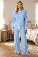 PJ Salvage Bright Blue Cabana Paradise Palm Print Pajama Set RSCDLS1/RSCDP