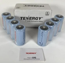 Tenergy STANDARD NiMH 1.2V Rechargeable Batteries Size D - 8 Pack - 90111 - NEW