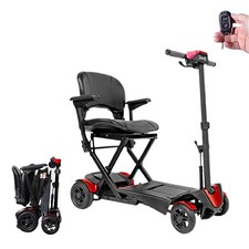 Remote Control Foldable Electric Mobility Scooter Lightweight 10 miles 24V Red