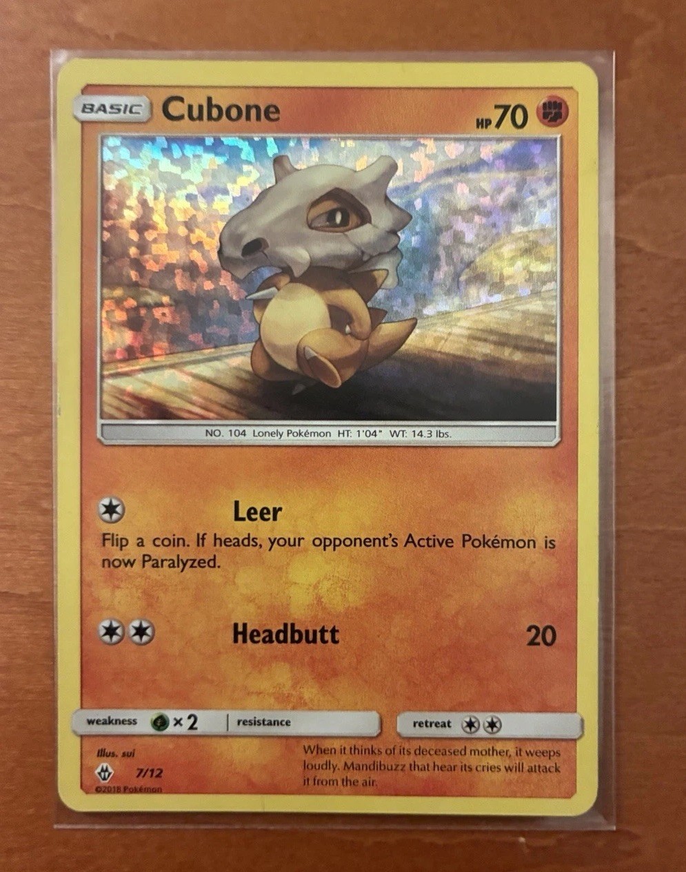 Pokémon Cubone Holo Promo McDonald's 2018 Card 7/12 Pokémon TCG Card Stock