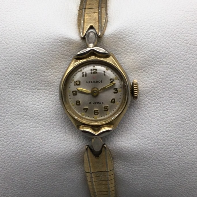 Vtg Helbros Watch Women 17mm Gold Tone Round Dial 17 Jewels  display picture 2