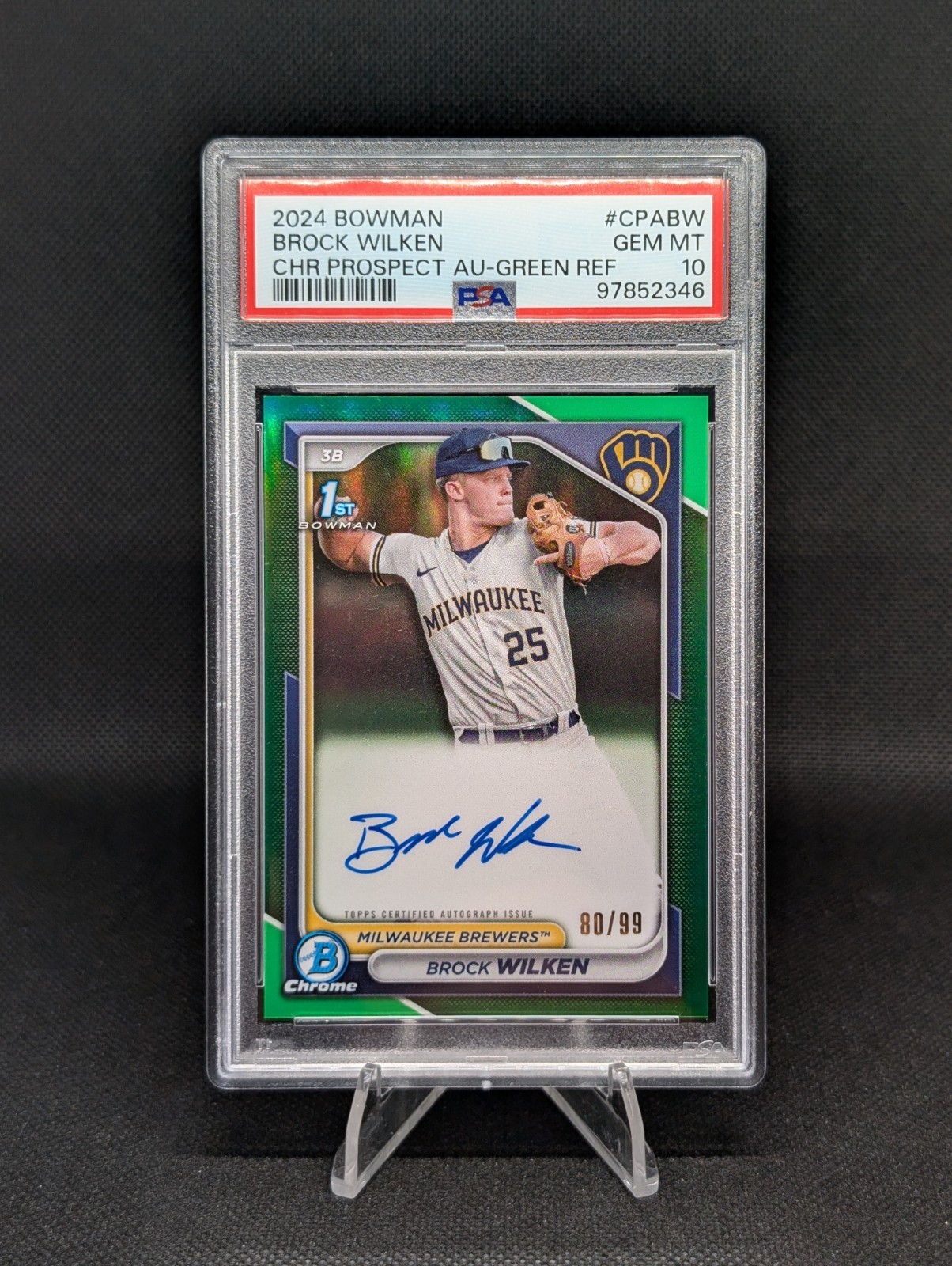 2024 Bowman Chrome Brock Wilken Green Refractor 1st Bowman Auto /99 PSA 10 POP 3