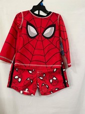 New Marvel Toddler Boys Spiderman Rash Guard Shirt and Short Set UPF 50 18m,2T